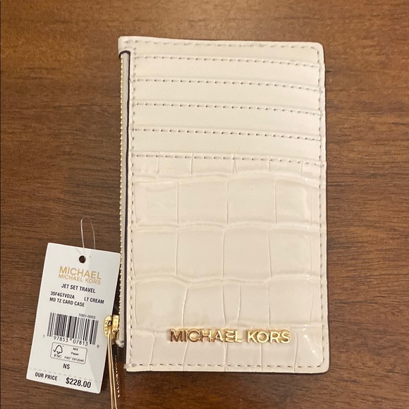 Michael Kors croc embossed Cream Card Holder - Picture 1 of 8